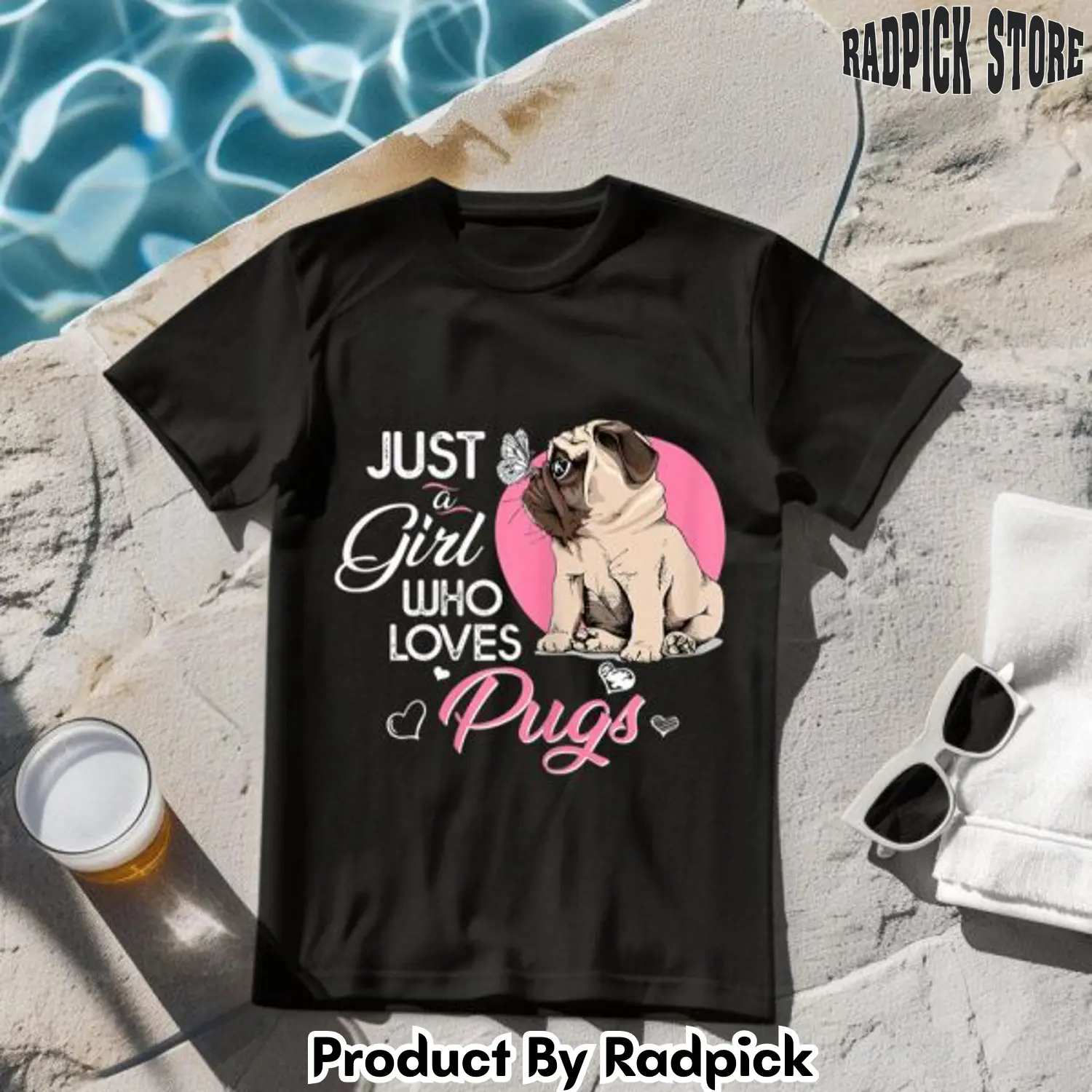 Just a girl who loves pugs dog tshirt rp2629885